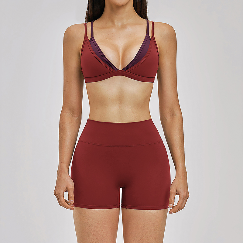 Naked and beautiful back bra + quick drying shorts 2-piece set