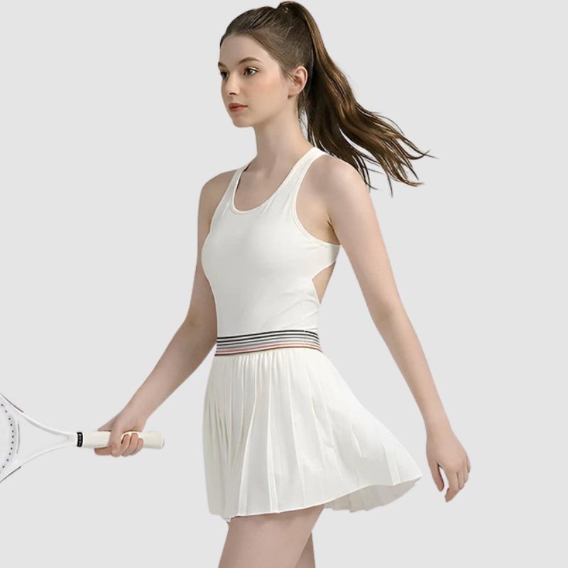 Wholesale Women's Racerback Tennis Dress with Removable Cups & Built-in Shorts