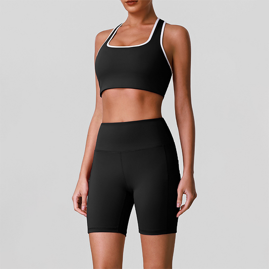 Wholesale shock-absorbing sports bra+high waisted hip lifting shorts