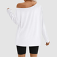 Wholesale Women's Contrast Off-Shoulder Long Sleeve Top