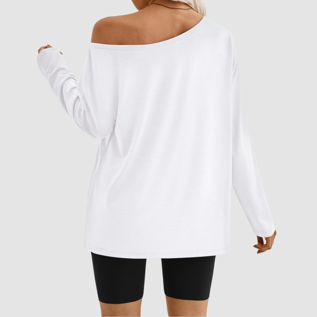 Wholesale Women's Contrast Off-Shoulder Long Sleeve Top