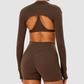Wholesale Naked-Feel Half-High Collar Long-Sleeve Yoga Shrug – Cutout Sports Cardigan Coverup