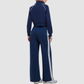 Women's Activewear Color-Block Jacket & Straight-Leg Pants Sports Set