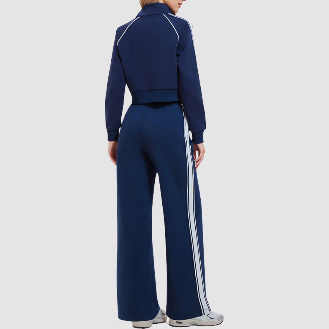 Women's Activewear Color-Block Jacket & Straight-Leg Pants Sports Set