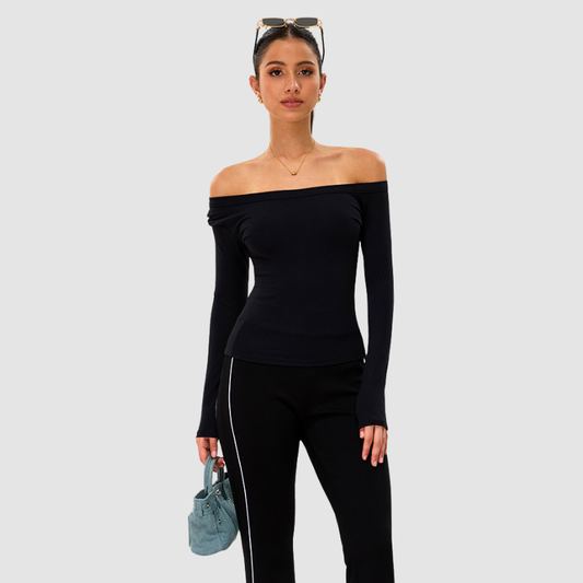 Wholesale Off-Shoulder Long-Sleeve Yoga Top | Wonderxfans bulk activewear