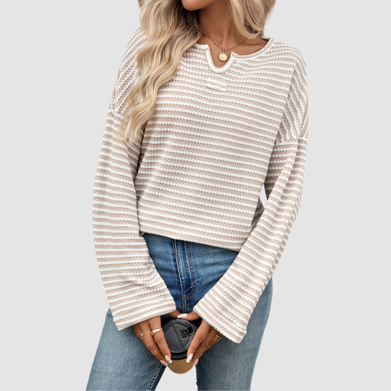 Wholesale women's striped waffle knit tops | Wonderxfans bulk activewear