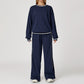 Contrasting Color long sleeve Sweatshirt + loose Sweatpants 2 pieces set