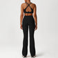Cross-Back Sports Bra + Flared Leg Pants 2-Piece Set