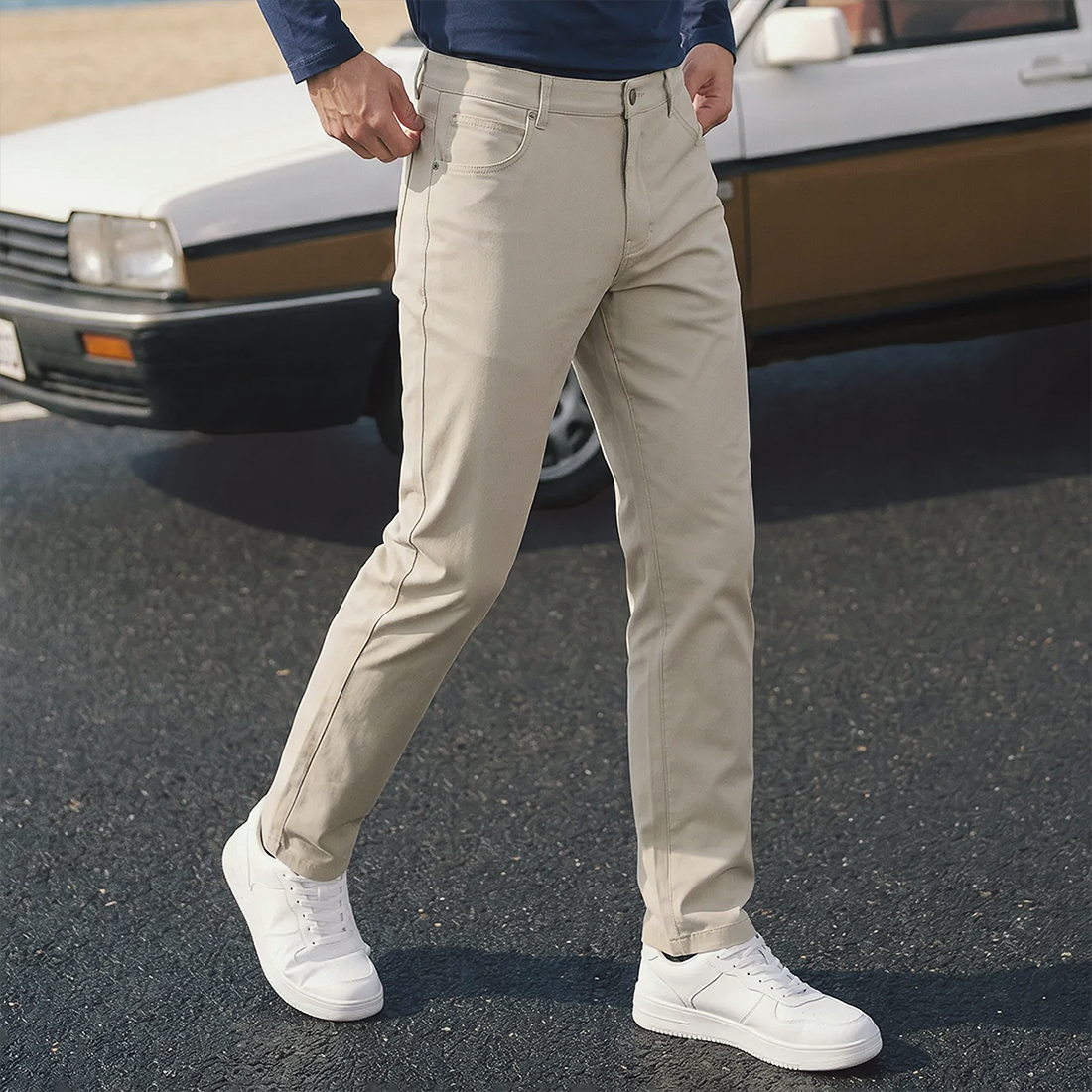 Men's Elastic Straight Leg Trousers