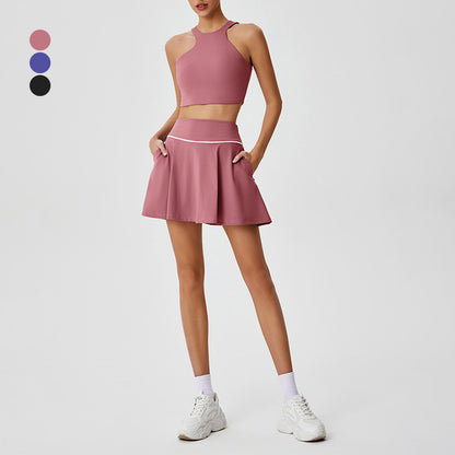 Asymétrique licou sport top + golf et jupes de tennis