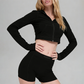Wholesale strap bra+shorts+jacket 3-piece set