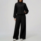 Wholesale Women's Stand-Collar Zip Jacket and Wide-Leg Long Pants Set