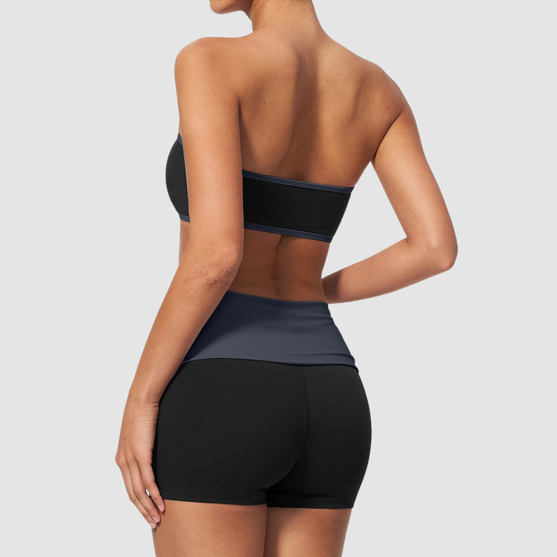 Wholesale Bandeau Contrast Color Yoga Set – Hip Lifting Fitness Outfit
