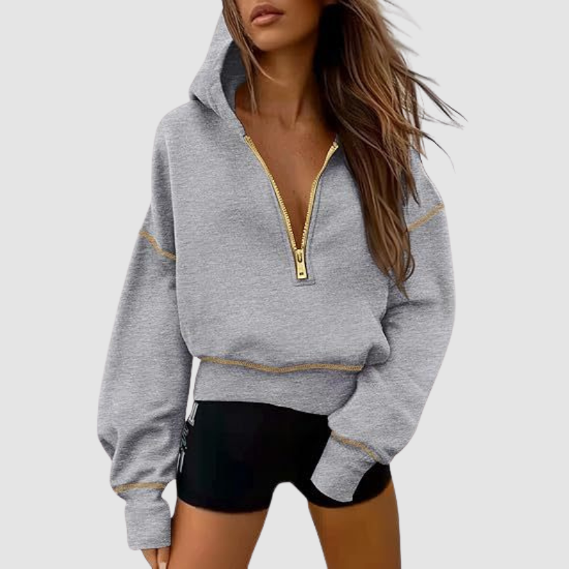 Wholesale pullover hooded half-zip sweatshirt