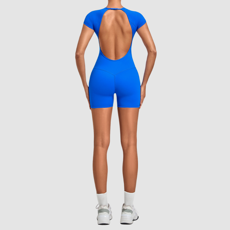 Wholesale Women's Open-Back Adjustable Yoga Bodysuit – Slim-Fit Butt-Lifting Short Romper