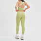 Women's contrasting color backless tank top + high-waisted leggings 2-piece set