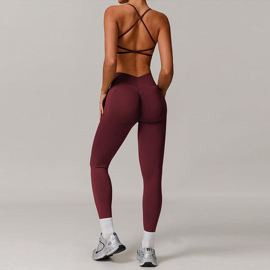 Seamless yoga bra + high waist leggings 2-piece set