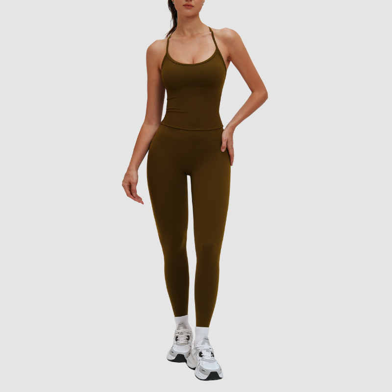 Wholesale yoga tank top with bra pads + leggings