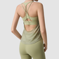 Wholesale Women's Open-Back Yoga Vest – Faux Two-Piece Halter Sports Top with Built-in Bra