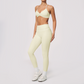 Wholesale Women's Brushed Yoga Set: V-Neck Bra & Leggings – Colorblock Tummy Control
