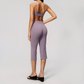 Wholesale Women's High-Impact Sports Bra & Capri Pants Yoga Set with Chest Pad