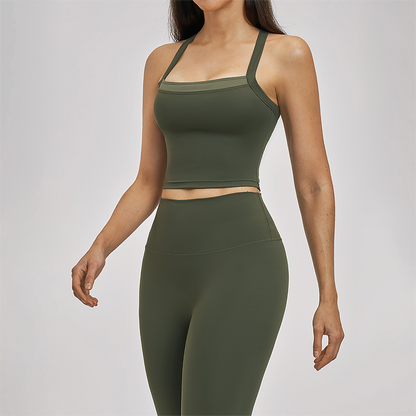 Wholesale fake two contrasting cross back top