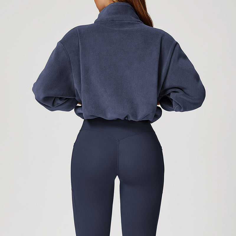 Stand collar windproof polar fleece jacket