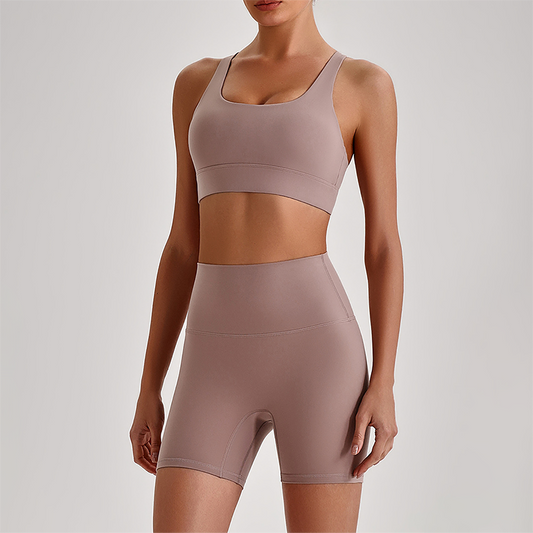 Wholesale Women's Quick-Dry Naked Feel Vest+Fitted Biker Shorts Yoga Set