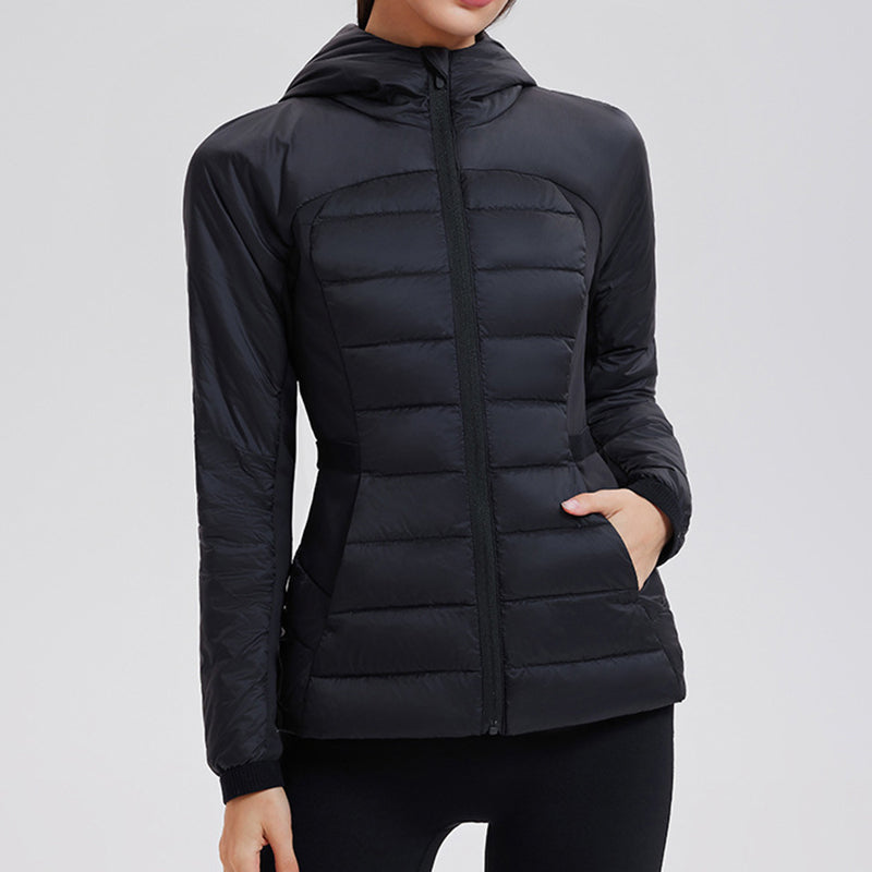 Slim and lightweight down jacket with hood