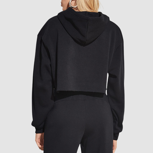 Wholesale solid color cropped drawstring hoodie | Wonderxfans bulk activewear