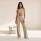 Wholesale Women's Brushed Fabric Sports Bra and Wide-Leg Pants Set