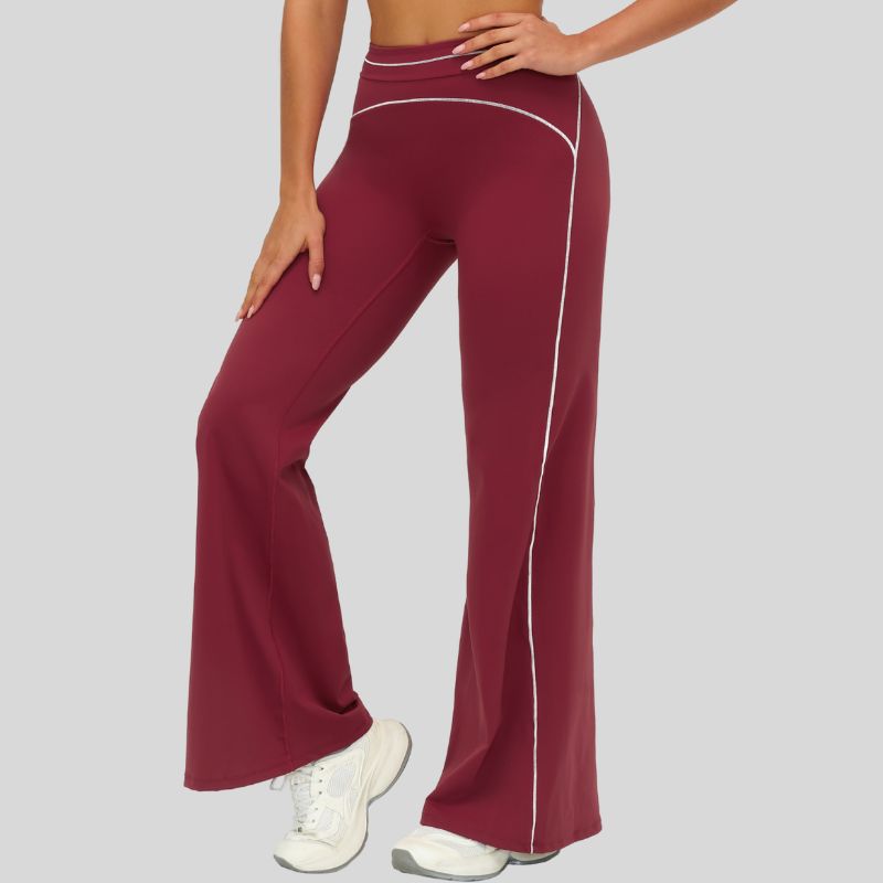 High-waisted contrasting loose wide-leg pants