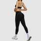 Women's Contrasting Color Backless Bra+Highlighted Legging 2-piece Set