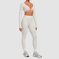 Wholesale Women's Activewear Cropped Long-Sleeve Top & High-Waist Leggings Yoga Set