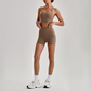Wholesale Cross-Back Sports Bra & High-Waist Biker Shorts Set – Naked-Feel Quick-Dry Yoga 2-Piece