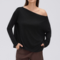Wholesale Women's Activewear Loose Asymmetric-Shoulder Long-Sleeve Yoga Top