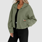 Wholesale Women's Stand-Collar Zip Jacket – Loose Drawstring Pocket Outerwear