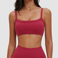 Wholesale Brushed Double-Strap Sports Bra – Open-Back Seam-Detail Yoga Bra with Chest Pad