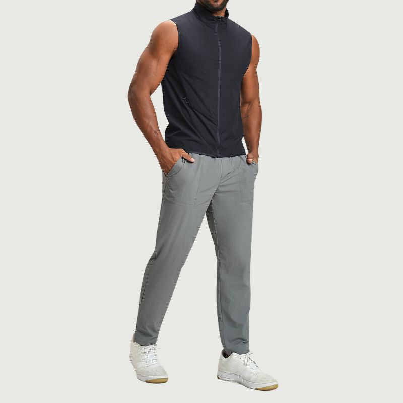 Wholesale mens stand collar zip tank top