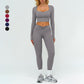 Slim-fitting long-sleeved top + tight-fitting athletic leggings 2-piece set