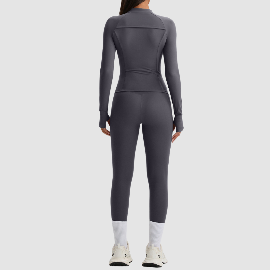 Women's Activewear Zip-up Long-Sleeve Jacket & Straight-Leg Pants Yoga Set