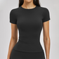Wholesale short sleeved round neck slim fit waist T-shirt
