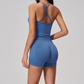 Wholesale Women's Seamless Yoga Set – Open-Back Vest and High-Waist Shorts