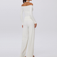 Wholesale Women's Padded Sports Bra+Off-Shoulder Long-Sleeve+Wide-Leg Pants Yoga Set