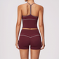 Wholesale Women's Brushed Yoga Set: Halter V-Neck Bra & Shorts – Colorblock Quick-Dry