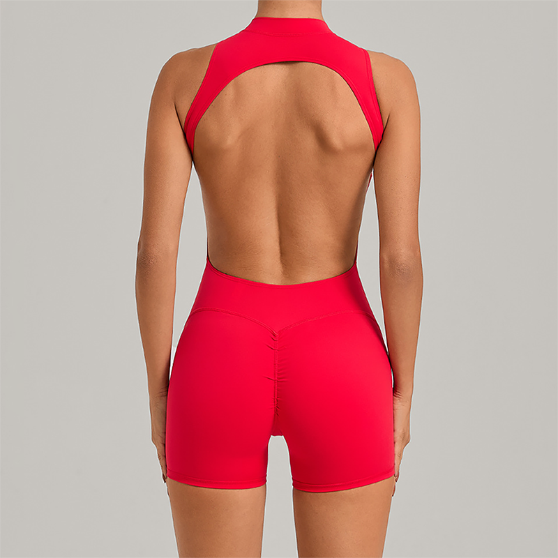 Wholesale Half zip Integrated hip lifting jumpsuit