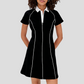 Wholesale Women's Polo Collar Tennis Dress – Color-Block Short-Sleeve Anti-Exposure Sports Dress