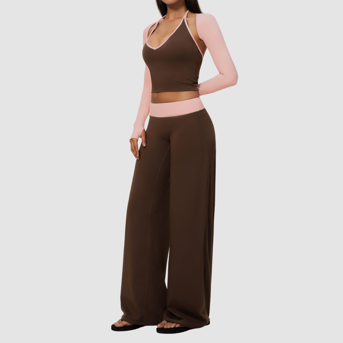 Wholesale Women’s 3-Piece Halter Yoga Set – Tank, Long Pants & Shrug