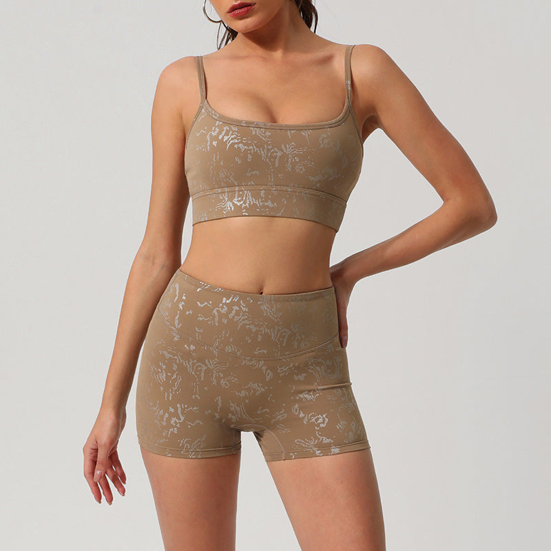 Wholesale Women's Printed Sports Bra + athletic Shorts