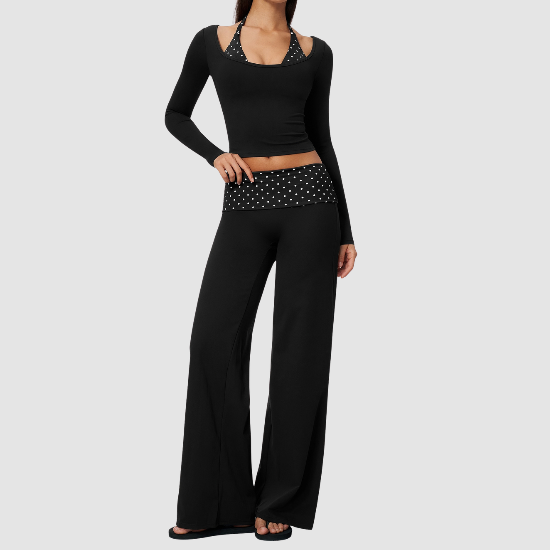 Wholesale Women's Long-Sleeve Wide-Leg Yoga Fitness Set